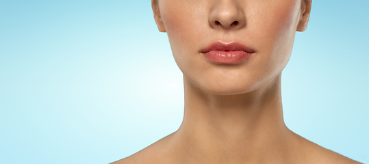 Image showing close up of beautiful young woman face and neck