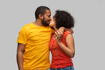 Image showing happy african american couple kissing