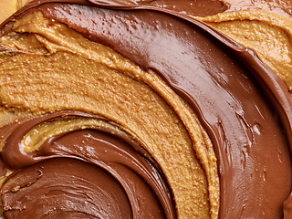 Image showing melted chocolate cream and peanut butter