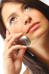 Image showing Young woman with cellphone