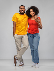 Image showing happy african american couple hugging