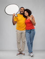 Image showing african american couple with blank speech bubble