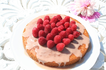 Image showing Cake with raspberries