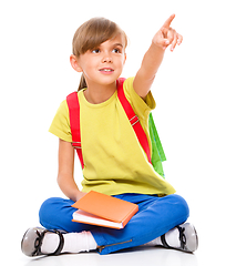 Image showing Little girl with her books