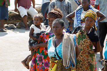 Image showing Malagasy woman waiting for transport ship, Nosy Be, Madagascar