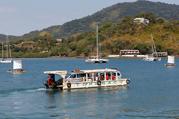 Image showing Malagasy freighter ship in Nosy Be bay, Madagascar