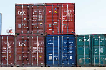 Image showing ship containers in the port of Nosy Be, Madagascar