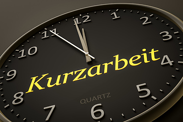 Image showing clock with text short-time work in german language