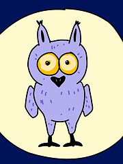 Image showing Funny comic character little owl full moon