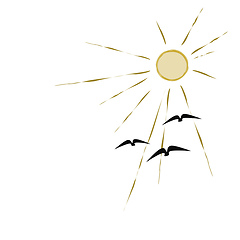 Image showing birds flying to the sun