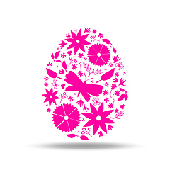 Image showing easter egg floral decoration pink