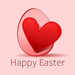 Image showing red heart happy easter egg