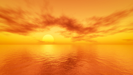 Image showing beautiful sunset at the calm ocean dream