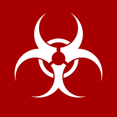 Image showing white biohazard sign on red background