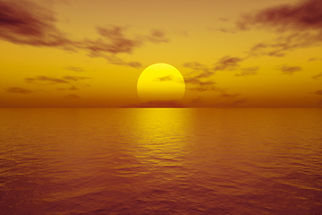 Image showing great sunset over the ocean