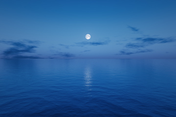 Image showing ocean night with full moon sky