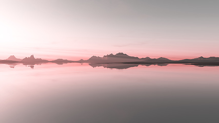 Image showing mirror sea reflections dawn landscape