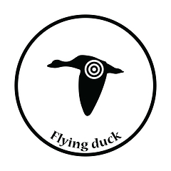 Image showing Flying duck  silhouette with target  icon