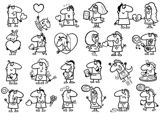 Image showing valentines people for coloring