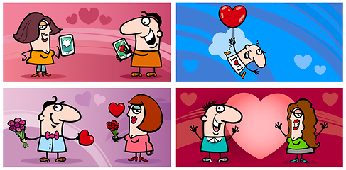 Image showing valentines cartoon greeting card set
