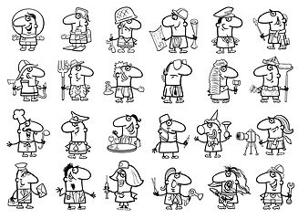 Image showing occupations set coloring page