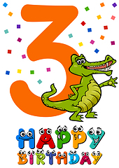 Image showing third birthday cartoon card