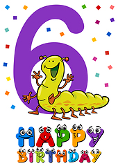 Image showing sixth birthday cartoon card