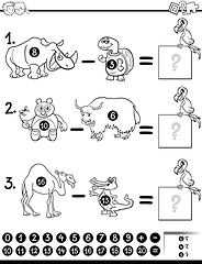 Image showing subtraction game coloring page