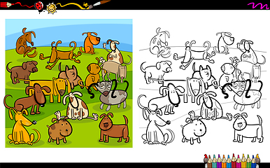 Image showing dogs group coloring page