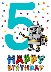 Image showing fifth birthday cartoon card