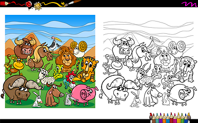 Image showing cartoon animals coloring page