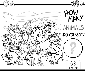 Image showing count the animals for coloring