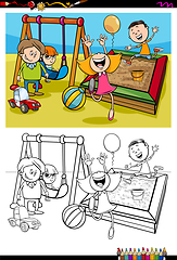 Image showing kids on playground coloring book