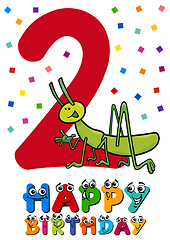 Image showing second birthday cartoon card