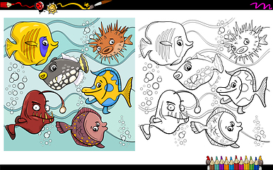 Image showing fish characters coloring page