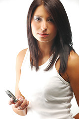 Image showing Young woman with cellphone