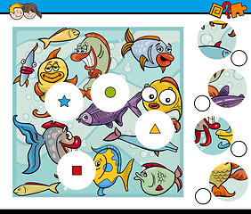 Image showing match pieces game with fish