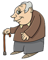 Image showing senior with cane cartoon