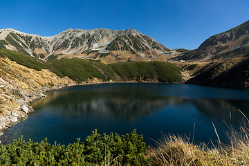 Image showing Mikurigaike pond in the Tateyama mountain range in Toyama