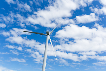 Image showing Wind turbine with blue sky