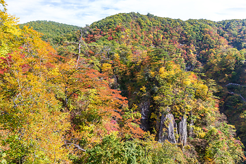 Image showing Naruko Gorge with colorful autumn foliage