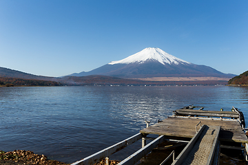 Image showing Lake Yamanaka and mountain Fuji