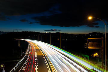 Image showing Traffic trail on highway