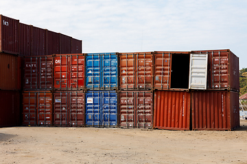 Image showing ship containers in the port of Nosy Be, Madagascar