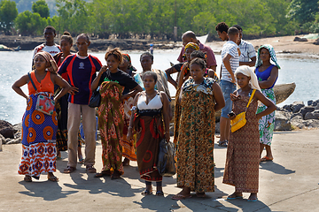 Image showing Malagasy woman waiting for transport ship, Nosy Be, Madagascar