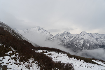 Image showing Snow mountains peak in Nepal Himalaya 