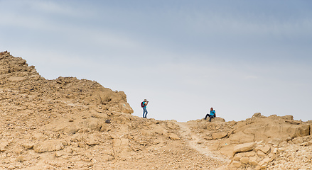 Image showing Hiking in israeli stone desert