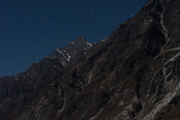 Image showing Night landscape in Langtand valley trek