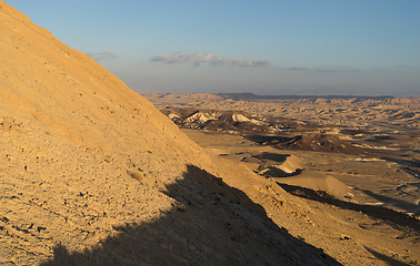 Image showing Trekking in Negev dramatic stone desert, Israel 