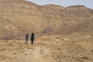 Image showing Hiking in israeli stone desert